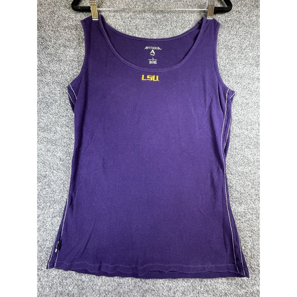 Antigua LSU Tigers Womens Purple Ribbed Tank Top Size L NCAA Fan Apparel